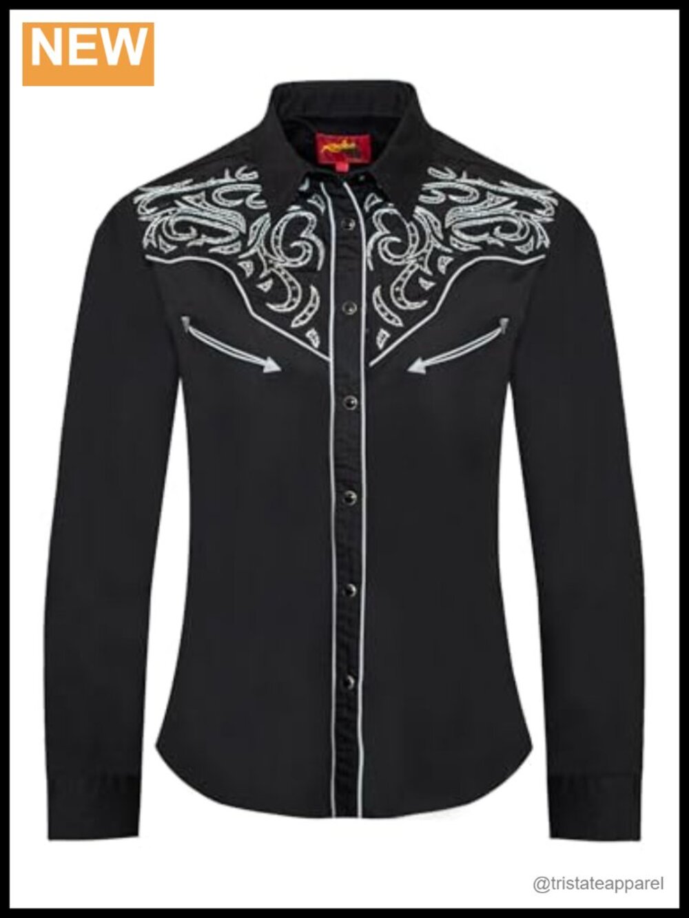 Women's Western Embroidered Snap Front Long Sleeve Button Down Shirt